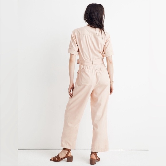 Madewell Top-Stitched Coverall Jumpsuit Bashful Blush Sz 2 - Picture 4 of 16